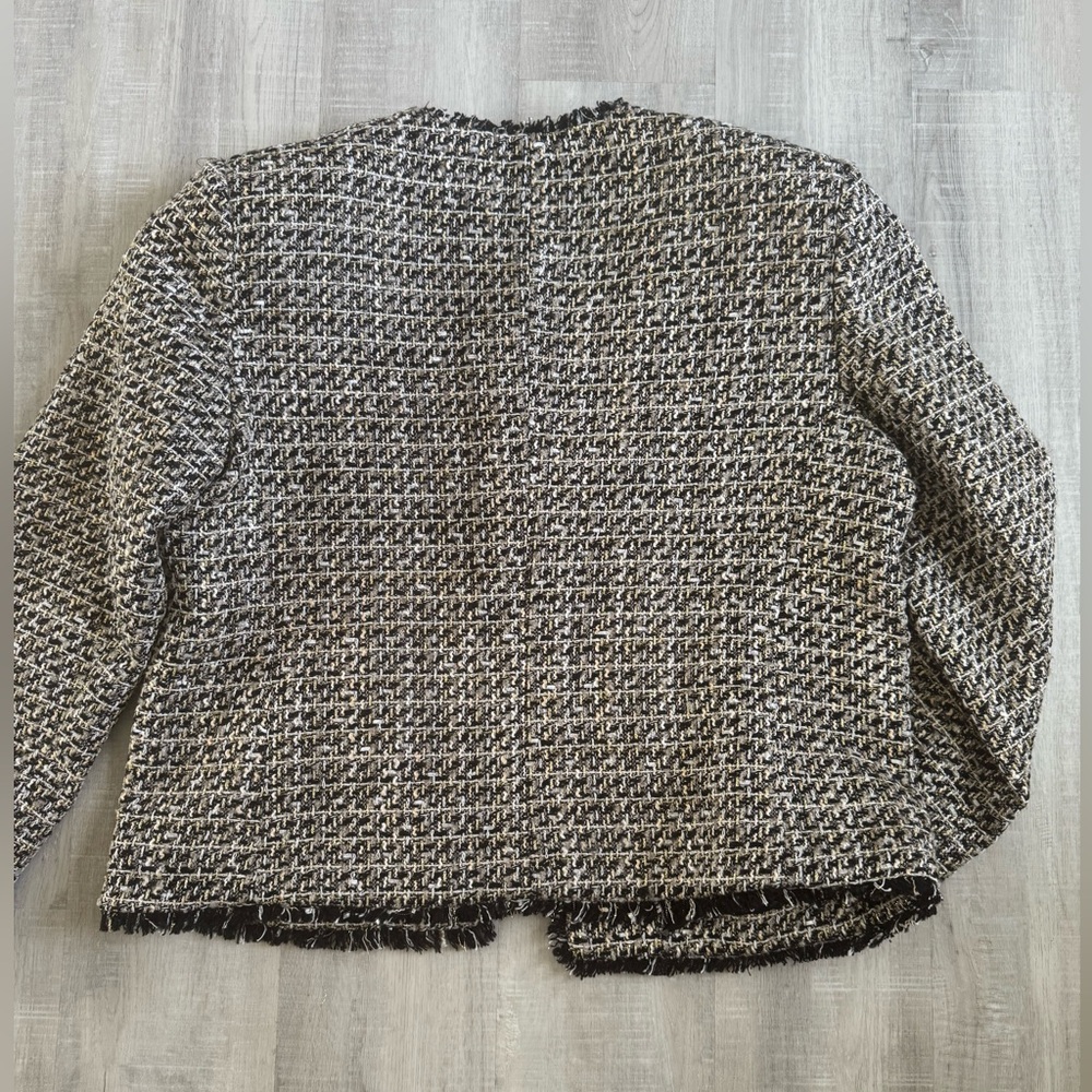 Express Tweed Collarless Fringe-Trim Jacket - Picture 5 of 5